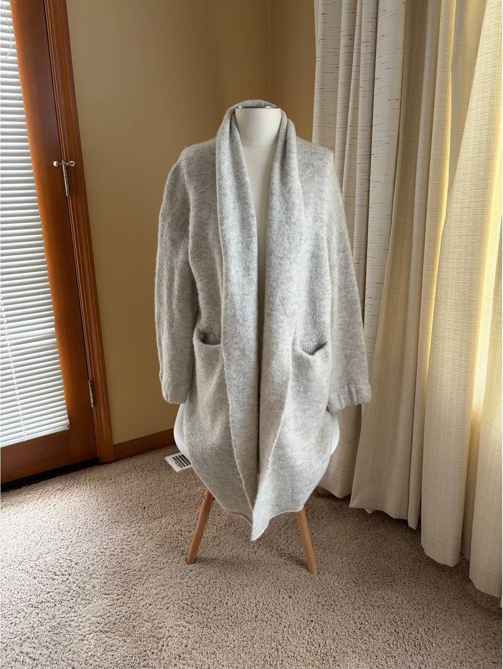 Madewell Glenridge shawl-collar sweater-coat heather grey open front XSmall wool